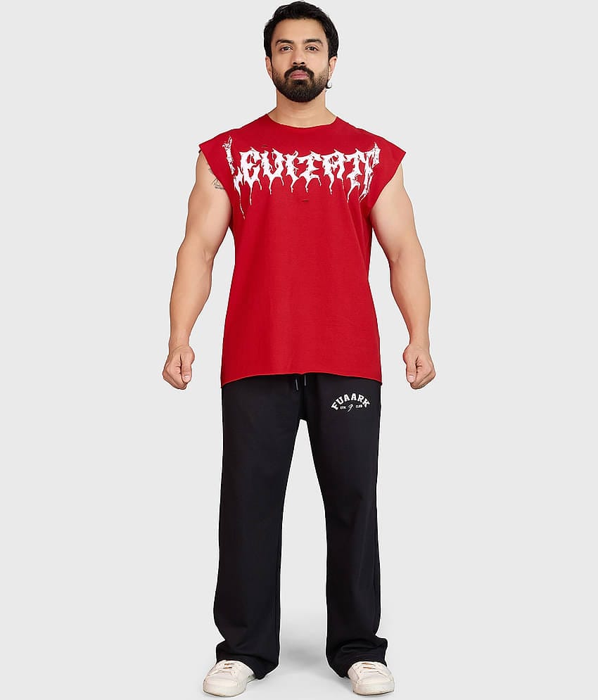 Fuaark Red Cotton Oversized Fit Men's Tanks ( Pack of 1 )