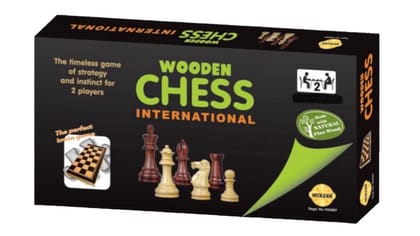 MUKESH Wooden Foldable Chess Board Set 34 x 34 cm with Wooden Pieces Strategy Game