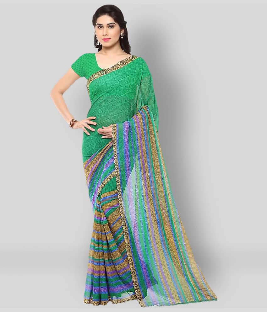 ANAND SAREES Georgette Printed Saree With Unstitched Blouse Piece ( Multicolor )