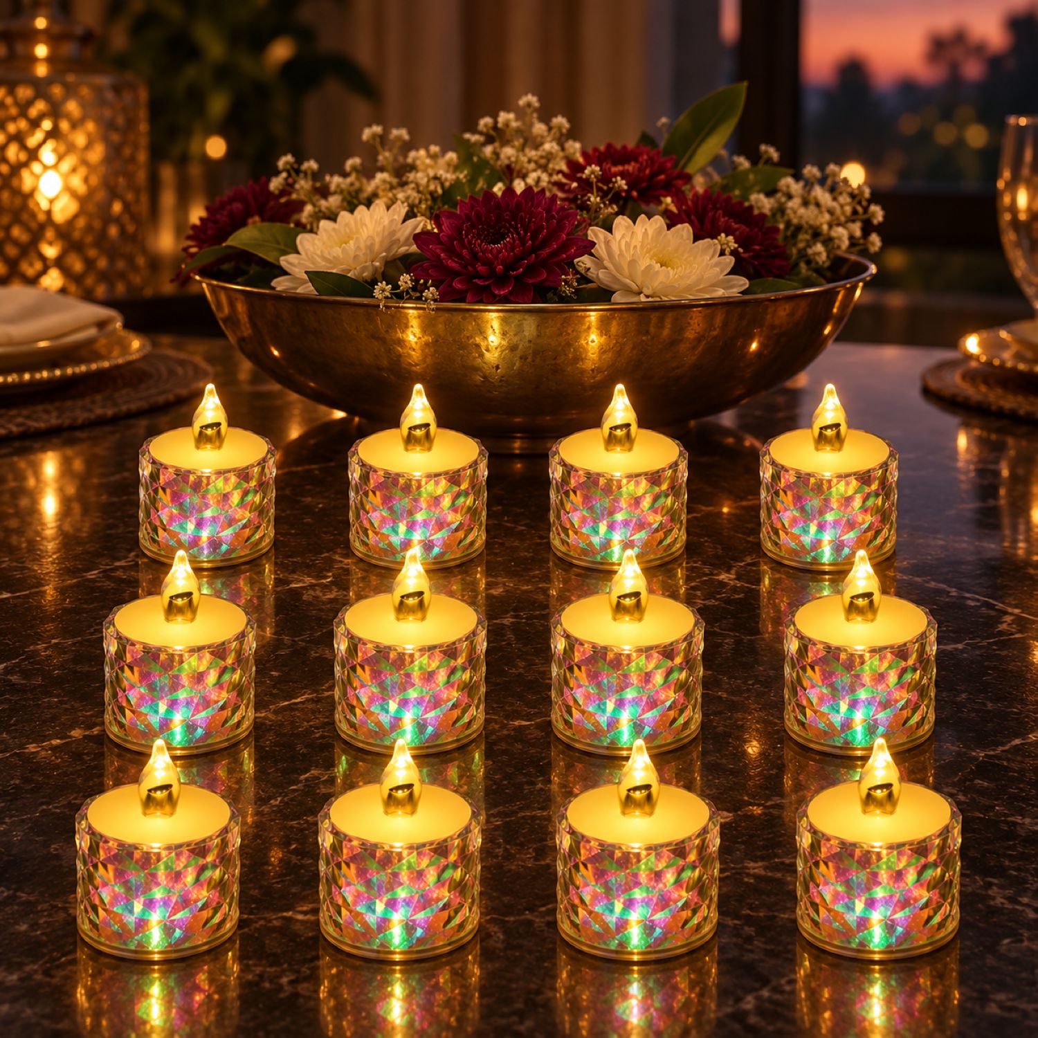LED Tealight Candles 12 Pack – Flameless Diwali Decor | Styleva