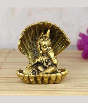 Art n Hub Golden Bal Gopal Krishna having Makhan Decorative Showpiece/God Idol - 9 cm (Metal)