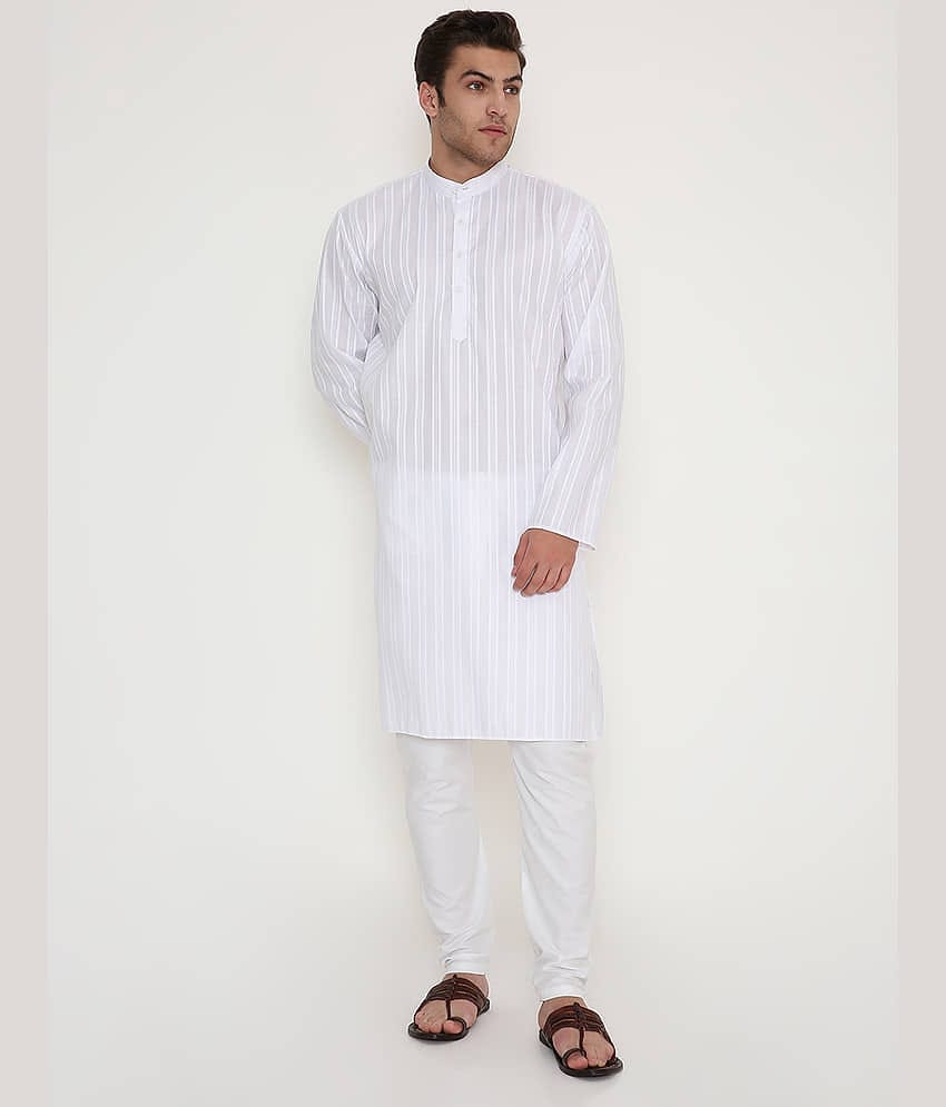 Maharaja Viscose Self Design Regular Fit Kurta Pyjama Set For Men ( White )