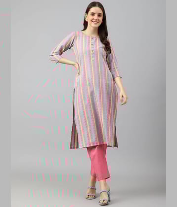 Hritika - Pink Straight Cotton Blend Women's Stitched Salwar Suit ( Pack of 1 )
