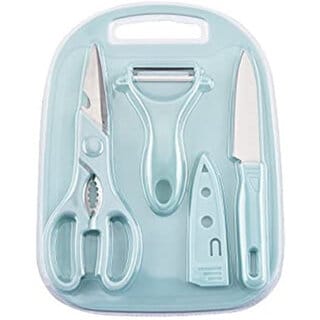 Knives Chopping Boards Peeler Suits Kitchen Cooking Vegetable Ceramic Knife (Blue, Knife, Peeler, Cutting Board)