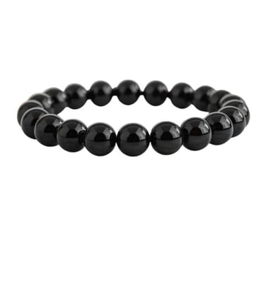 Natural Crystal 8mm Black Obsidian Bracelet (Black)-PID64919 Natural Crystal 8mm Black Obsidian Bracelet (Black)-PID64919