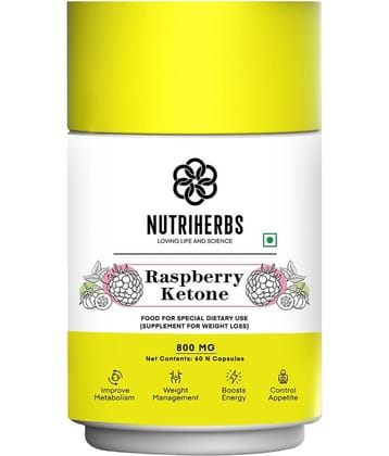 Nutriherbs Raspberry Ketones Garcinia Cambogia (60 Capsule) 800 mg Fat Burner Capsule Pack of 1