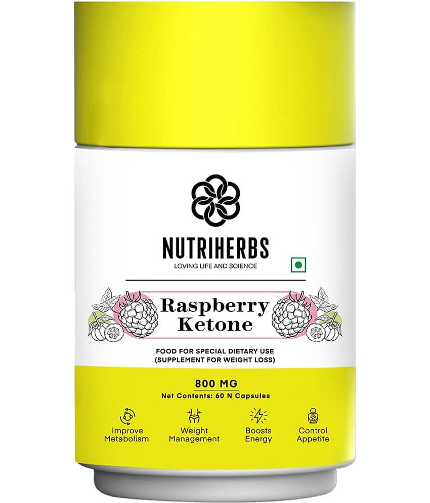 Nutriherbs Raspberry Ketones Garcinia Cambogia (60 Capsule) 800 mg Fat Burner Capsule Pack of 1