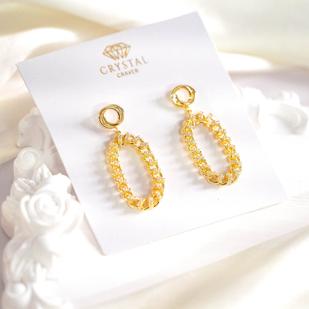 European Style Zircon Chain Link Earrings