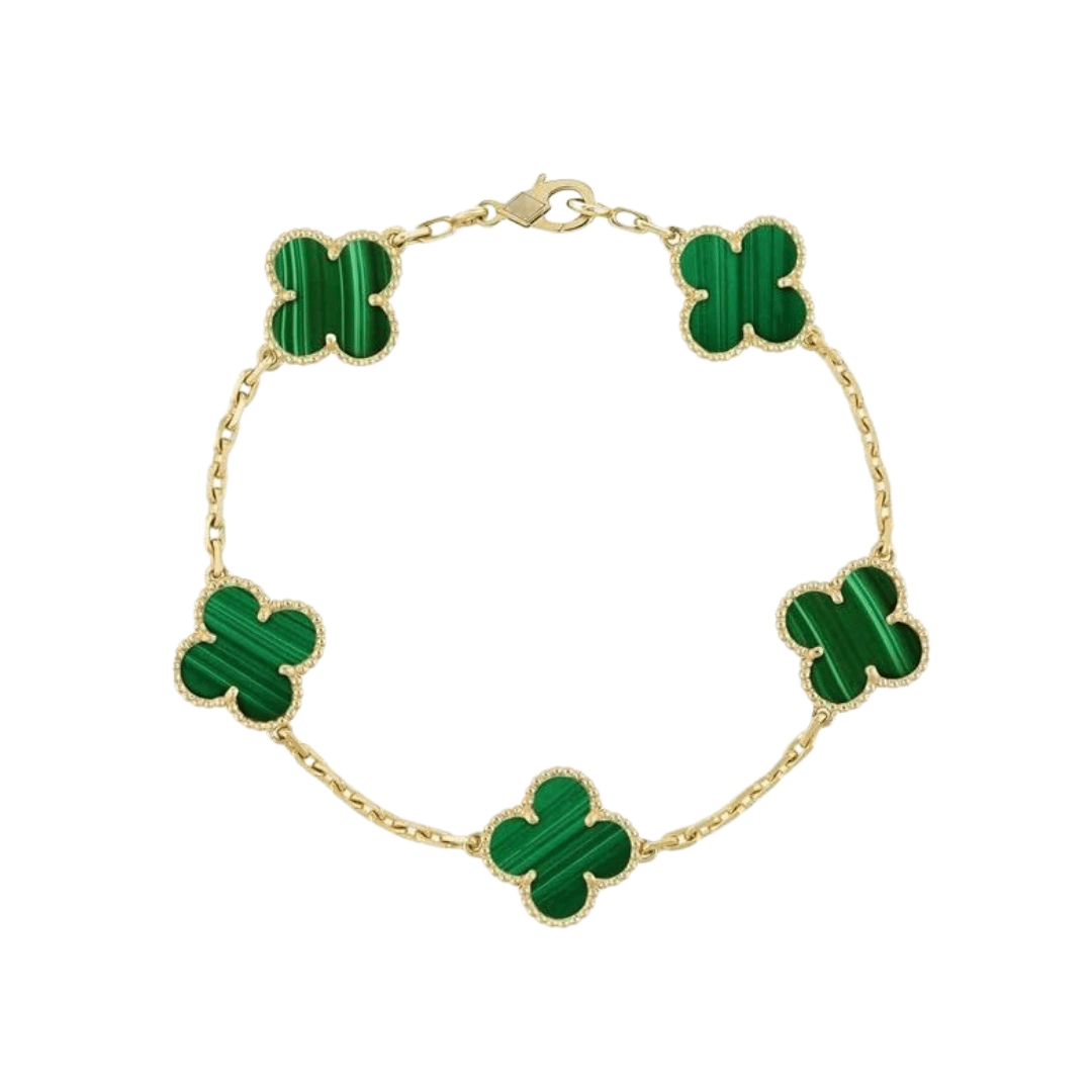GREEN CLOVER BRACELET - 18K GOLD-PLATED