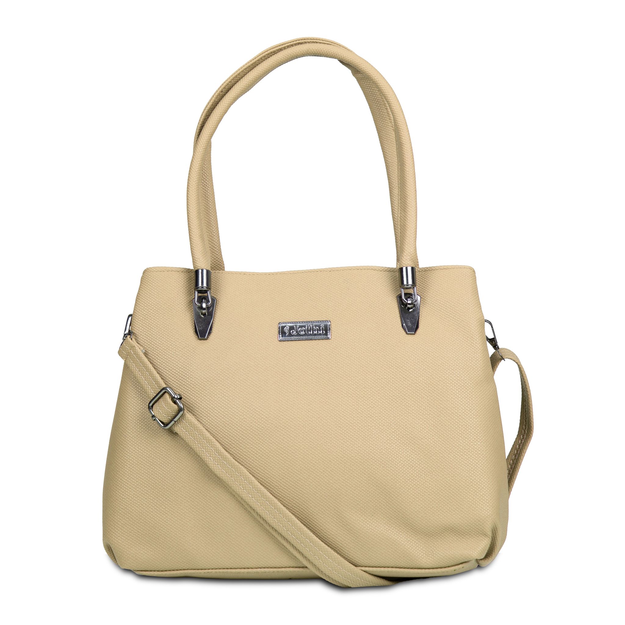 Jothi Selora Premium Womens Handbag | Multi-Compartment Synthetic Leather Tote | Matte Saffiano Finish | Water-Resistant | Soft Base | Pale Peach