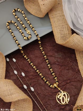 Gold Pleted Rudraksh Mala with Om Design Pendant ML-027