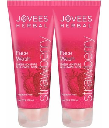 Jovees Herbal Strawberry Face Wash For Normal to Dry Skin For Glowing & Hydrating 120ml (Pack of 2)