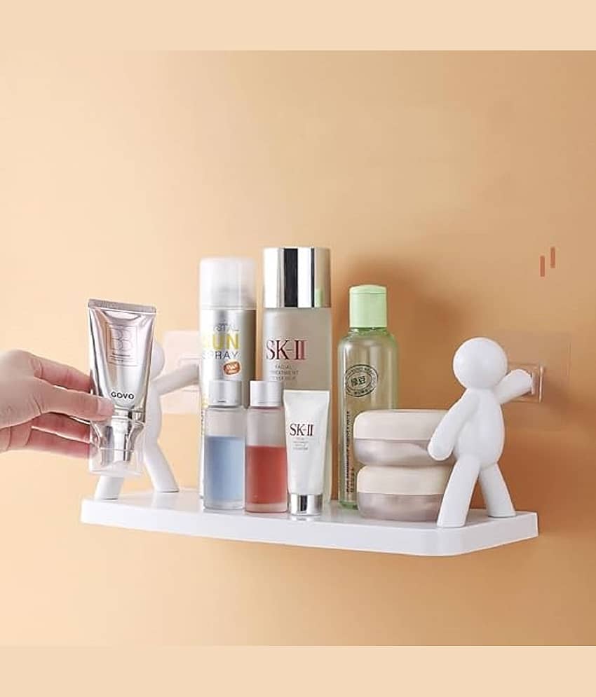 HINGOL  Multipurpose Wall Mount Bath Shelf Organizer l Bathroom Shelf and Rack I Self-Adhesive Multipurpose Bathroom Shelf with Rack/