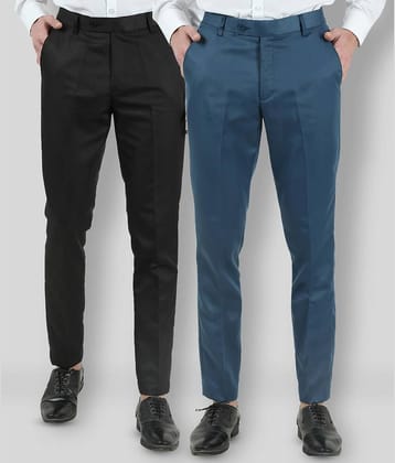 VEI SASTRE - Multicolor Cotton Blend Slim Fit Men's Chinos (Pack of 2)