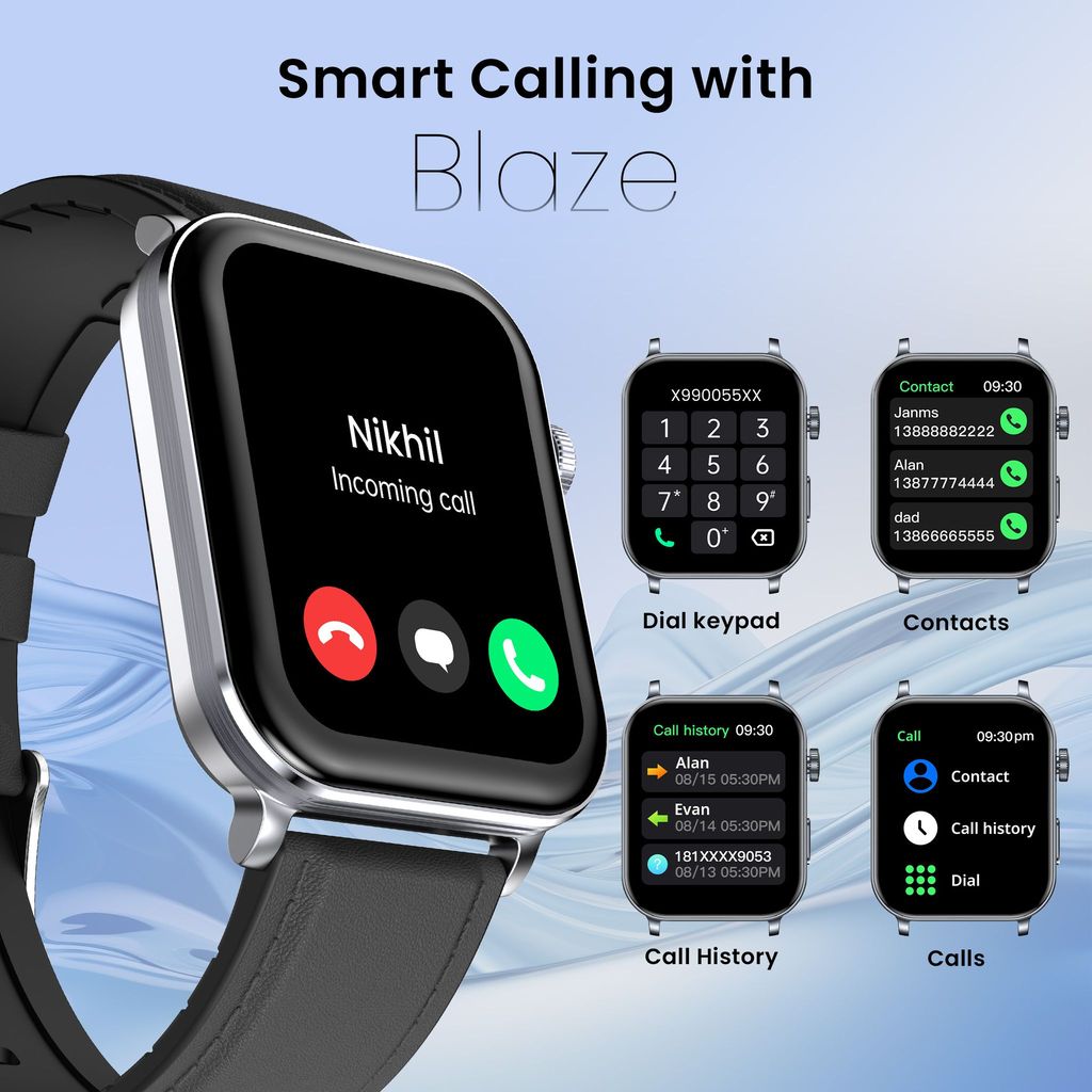 CELLECOR M9 Pro Blaze, 2.01" Amoled Display with Rotating Crown, Voice Assistance, Advanced Chipset, BT Calling, Fast Charge, 100+ Sports Mode & Watch Faces, Upto 5 Day Battery, IP67 (Black)