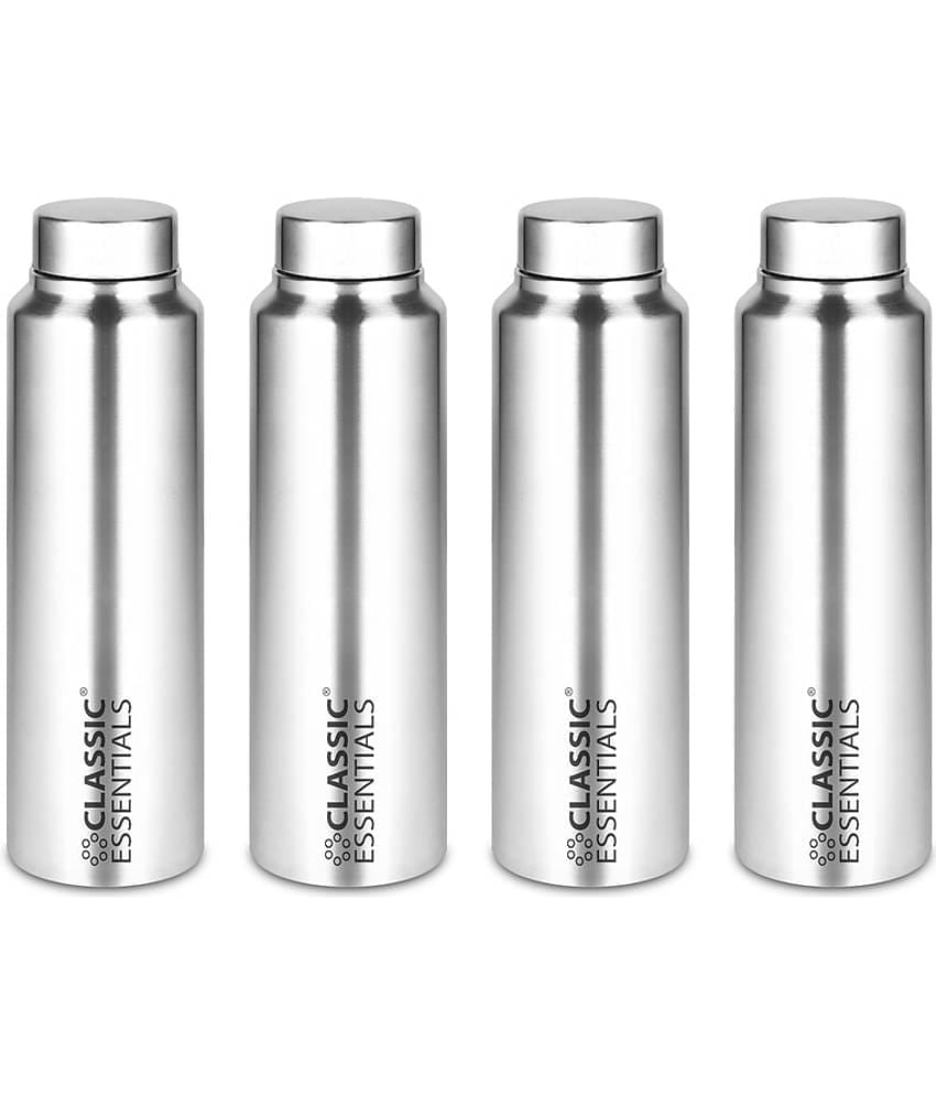 Classic Essentials Inox Spring Silver Fridge Water Bottle 1000 mL ( Set of 6 )