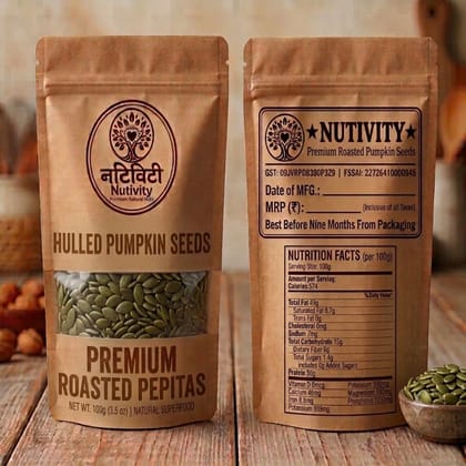 Nutivity Premium Roasted Pumpkin Seeds Pepitas - 100 gram