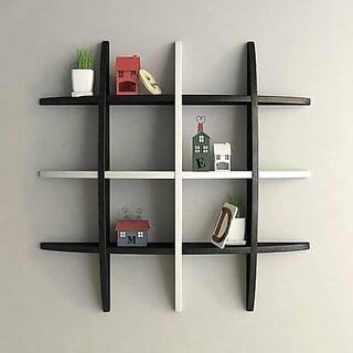 Onlinecrafts Wooden Wall Shelf Wooden Wall Shelf (Number Of Shelves - 12, White, Black) Onlinecrafts Wooden Wall Shelf Wooden Wall Shelf (Number Of Shelves - 12, White, Black)