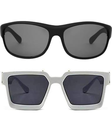 Kanny Devis - White Rectangular Sunglasses ( Pack of 2 )