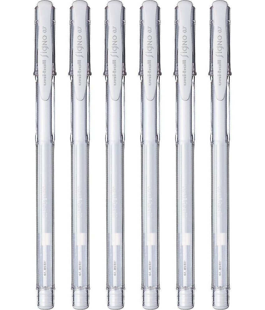 Uni-Ball Signo Um-100 Cream White Ink Gel Pen (Pack Of 6, Cream White)