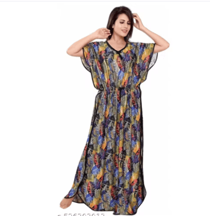 Elegant Satin Maxi night dress kaftan Nighty/ Nightdress for women