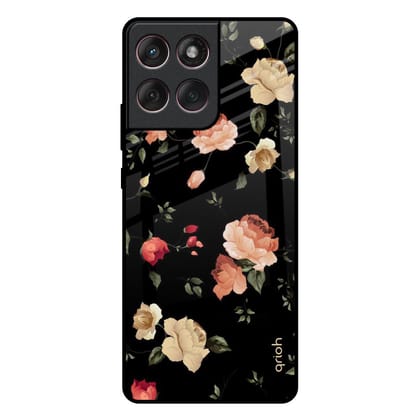 Black Spring Floral Glass Case for Motorola Edge 60 Fusion 5G