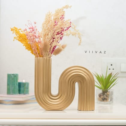 ENDLESS INFINITY HARMONY VASE-Soothing Gold / Resin | Glossy Finish / H: 7 | L: 7 | W: 1.5  ( Inches)