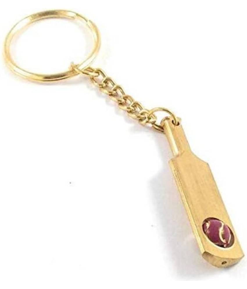 ZYZTA Cricket Bat with Rotating Ball inside Metallic Key Chain