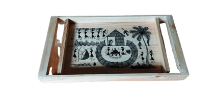 Warli Tray Wooden Home Decor Warli Tray Wooden Home Decor