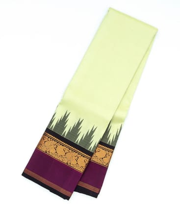 Mint Green Handloom Kanchipuram Korvai Silk Saree With Black Border-Mint Green