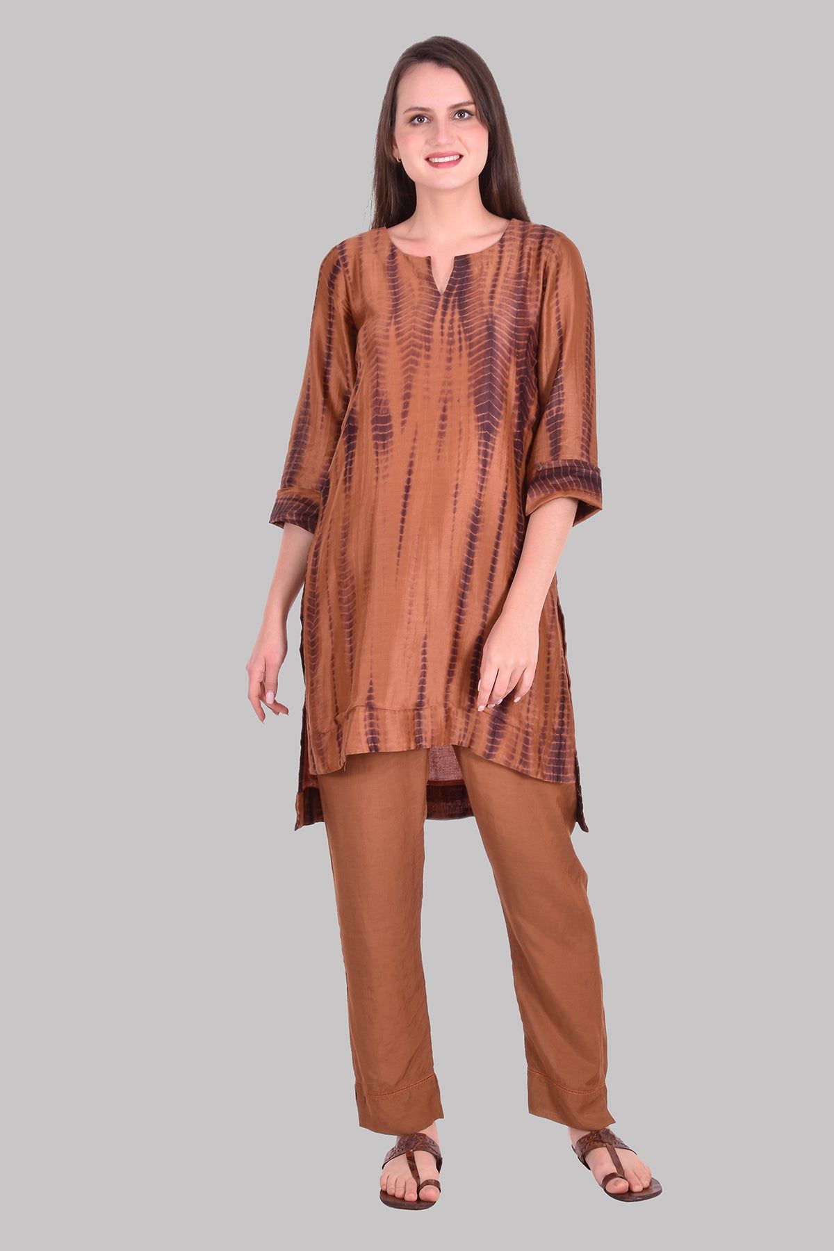 Caramel & Brown Tie Dye Coord Set-S