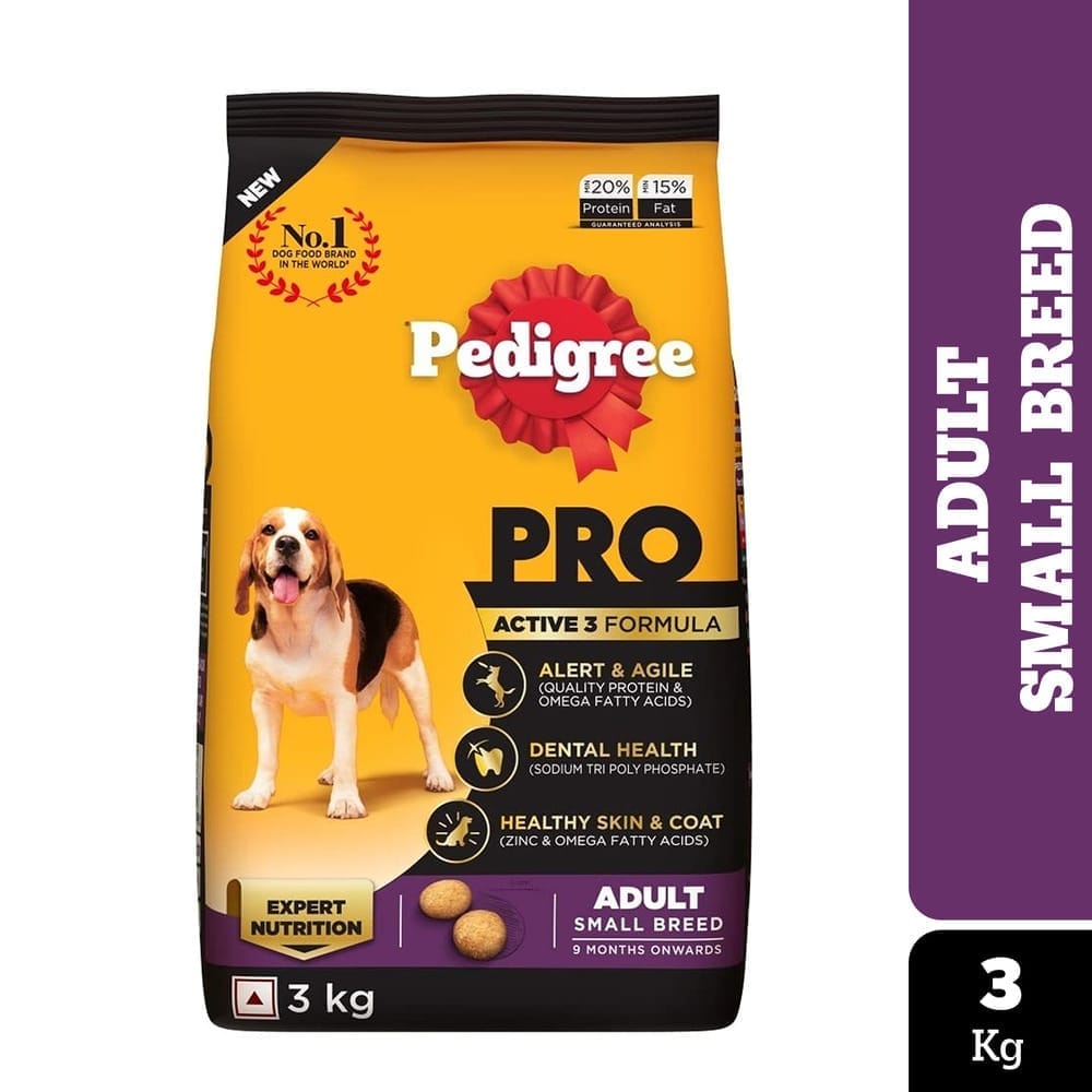 Pedigree PRO Adult (9 Months Onwards) Small Breed Dry Dog Food 3kg