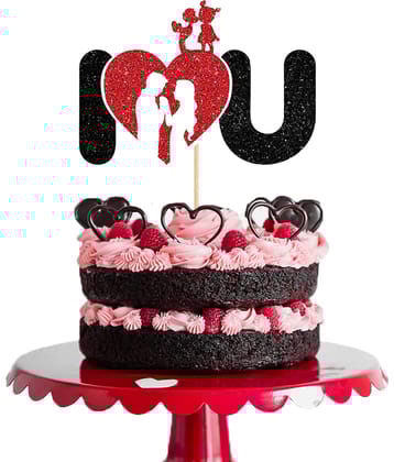 Zyozi I LOVE YOU Cake Toppers Pick Cake Topper Decoration for Sweet Love Theme Wedding Engagement,Valentine's Day Bridal Shower Mother's Day Party Cake Decors (Red)