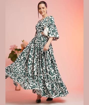 Sheetal associates Women Crepe Printed Fit & Flare Dress ( Green )