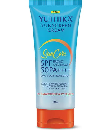 Yuthika Sunscreen SPF 50 PA++++ with UVA & UVB Protection 80g, Dermatologically Tested Sunscreen Cream for Women and Men