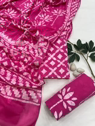 Pure Cotton Unstitched Suit With Cotton Dupatta