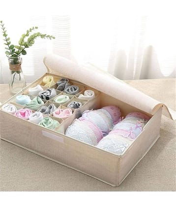 House of Quirk Innerwear Organizer 15+1 Compartment Non-Smell Non Woven Foldable Fabric Storage Box for Closet
