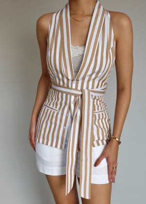 Delilah Belted Blazer Vest-XXS
