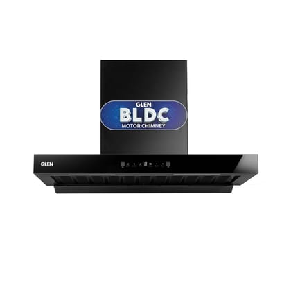 Glen 76cm 1400 m/hr BLDC T- Shape Kitchen Chimney| Intelligent Auto Clean|Aeration | Filterless|(Hood Selena BLDC 76,Touch & Gesture Control,Black) Glen 76cm 1400 m/hr BLDC T- Shape Kitchen Chimney| Intelligent Auto Clean|Aeration | Filterless|(Hood Sele