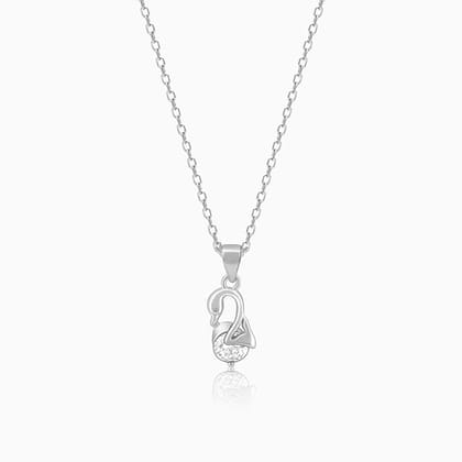 Silver Mini Swan Pendant with Link Chain