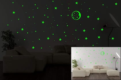 DreamKraft 124 Pieces Glow in The Dark Stars for Ceiling or Wall Stickers (Green, 25 cm X 25 cm, MW2004)