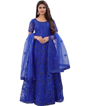 Aika Blue Net Ethnic Gown - Single