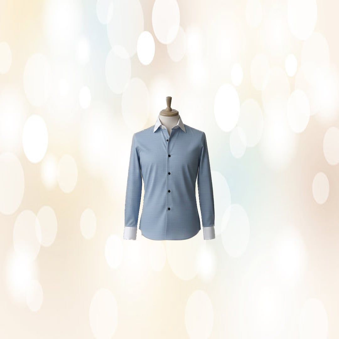 Men's Contrast Collar Cotton Casual Shirt (Light Blue) | Breathable Cotton Comfort | Smart Casual