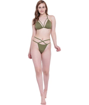 La Intimo Polyester Women's Plunge Bra ( Green )