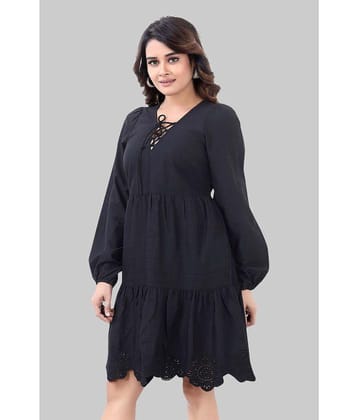 JVNINE Rayon Solid Knee Length Women's A-line Dress - Black ( Pack of 1 ) - None