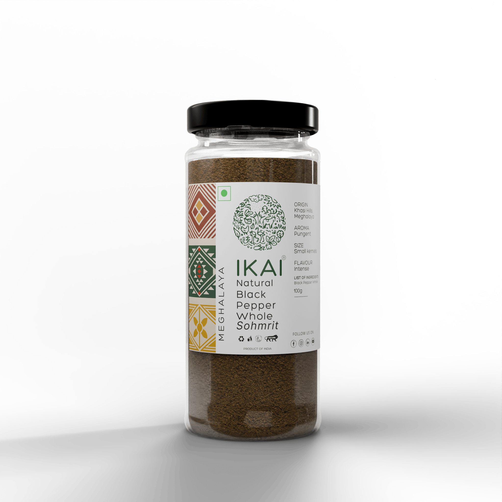 Natural Black Pepper Whole | Kali Mirch | Sohmrit | Regional Speciality-Meghalaya | 100g
