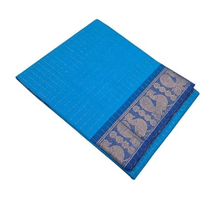 Cotton Jacquard Border Jari Checks Sarees With Chit Pallu