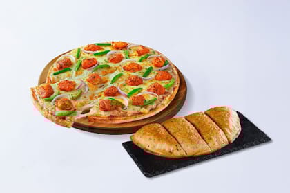 Chicken Tikka Pizza + Cheesy Garlic Bread