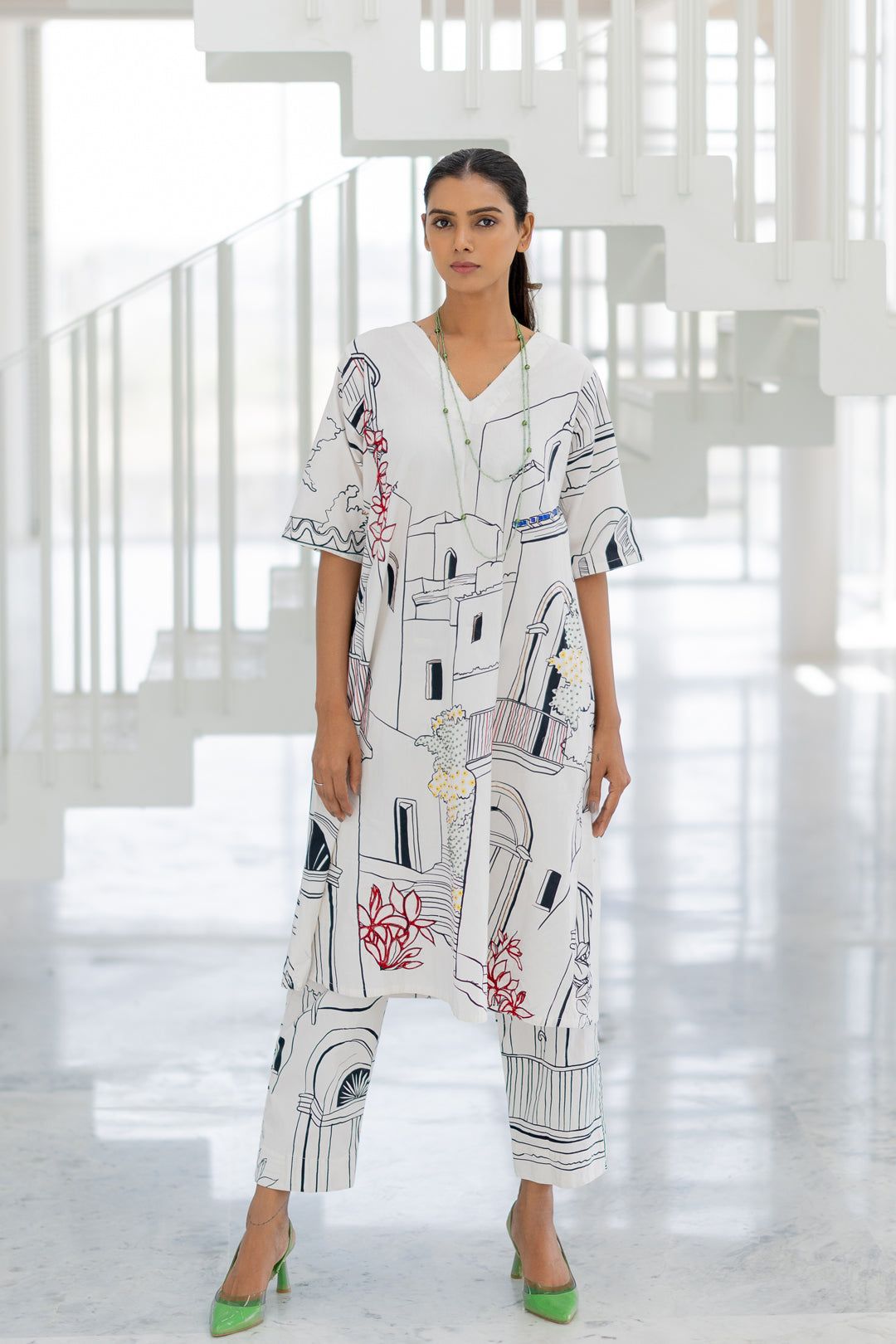 Sunlit Vistas Embroidered Kurta-S