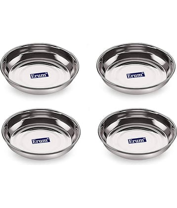 erum 4 Pcs Stainless Steel Silver Dessert Plate